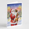 Saint Bernard with Santa Claus Greeting Cards Pack of 8 Blank Cards with Envelopes Whimsical A7 Size 5x7