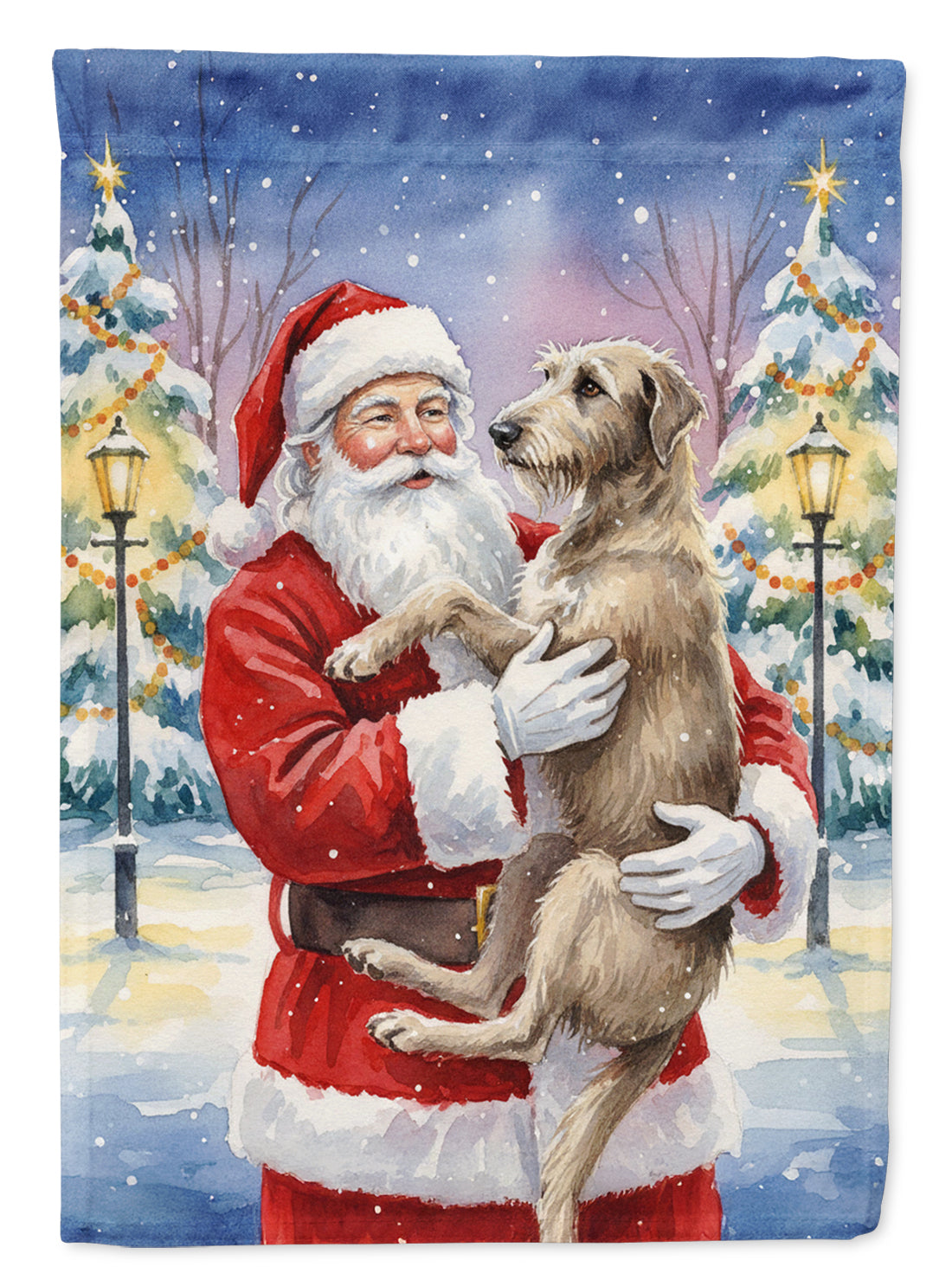 Scottish Deerhound with Santa Claus Garden Flag Mailbox Decorative Yard Banner Outside Patio Artwork for Flower Beds, Garden Size, Multicolor