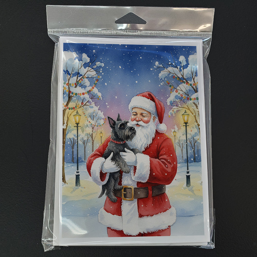 Scottish Terrier with Santa Claus Greeting Cards Pack of 8 Blank Cards with Envelopes Whimsical A7 Size 5x7