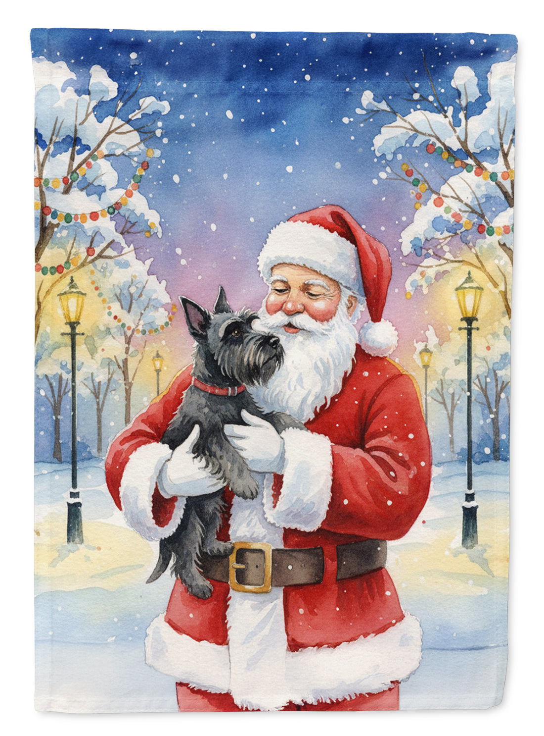 Scottish Terrier with Santa Claus Garden Flag Mailbox Decorative Yard Banner Outside Patio Artwork for Flower Beds, Garden Size, Multicolor