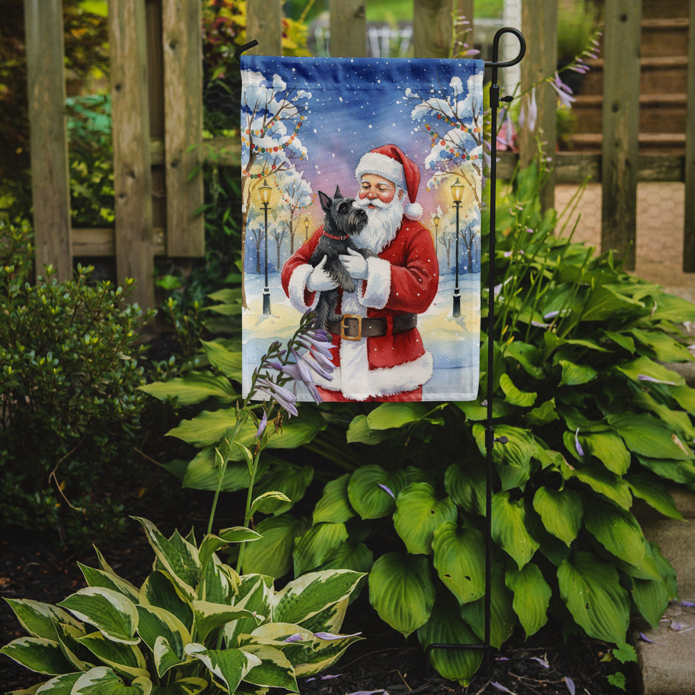 Scottish Terrier with Santa Claus Garden Flag Mailbox Decorative Yard Banner Outside Patio Artwork for Flower Beds, Garden Size, Multicolor