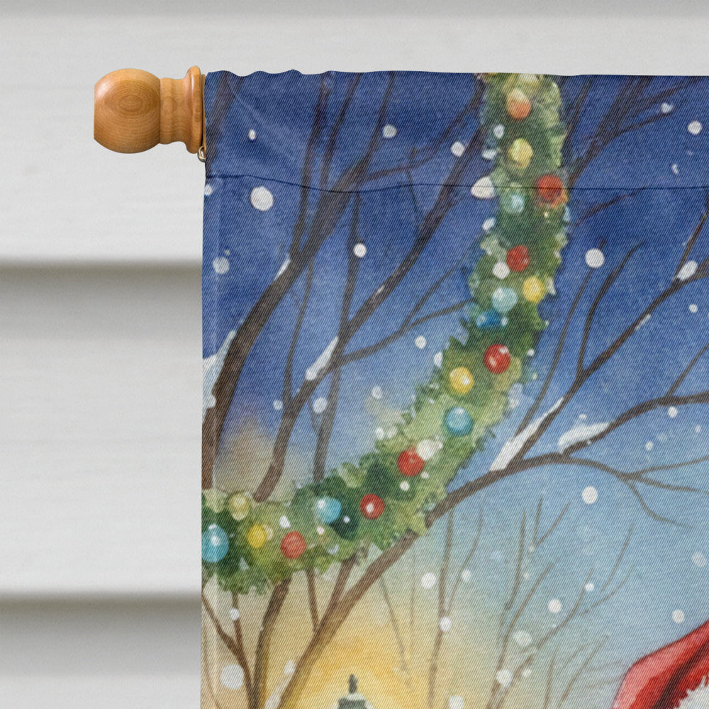 Sheltie with Santa Claus House Flag 28x40 Porch Sleeve Pole Decorative Outside Yard Banner Artwork Wall Hanging, Polyester