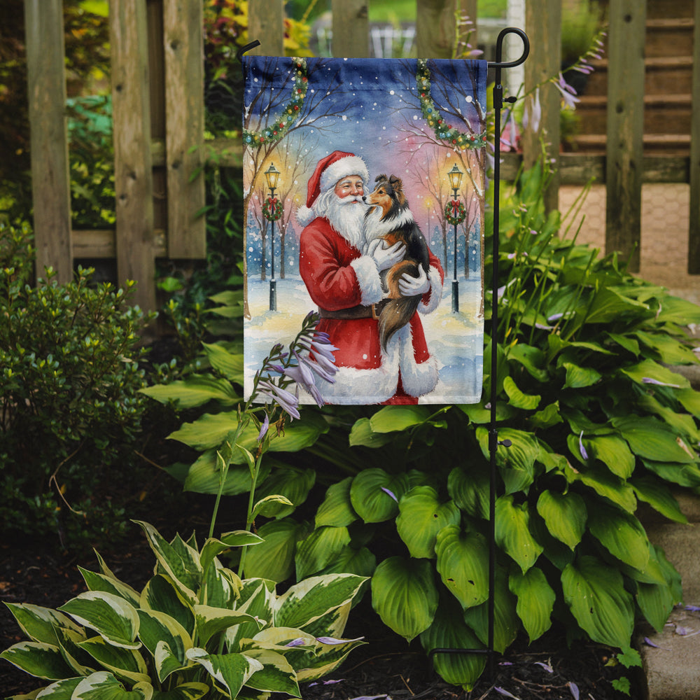 Sheltie with Santa Claus Garden Flag Mailbox Decorative Yard Banner Outside Patio Artwork for Flower Beds, Garden Size, Multicolor
