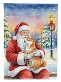 Shiba Inu with Santa Claus Garden Flag Mailbox Decorative Yard Banner Outside Patio Artwork for Flower Beds, Garden Size, Multicolor