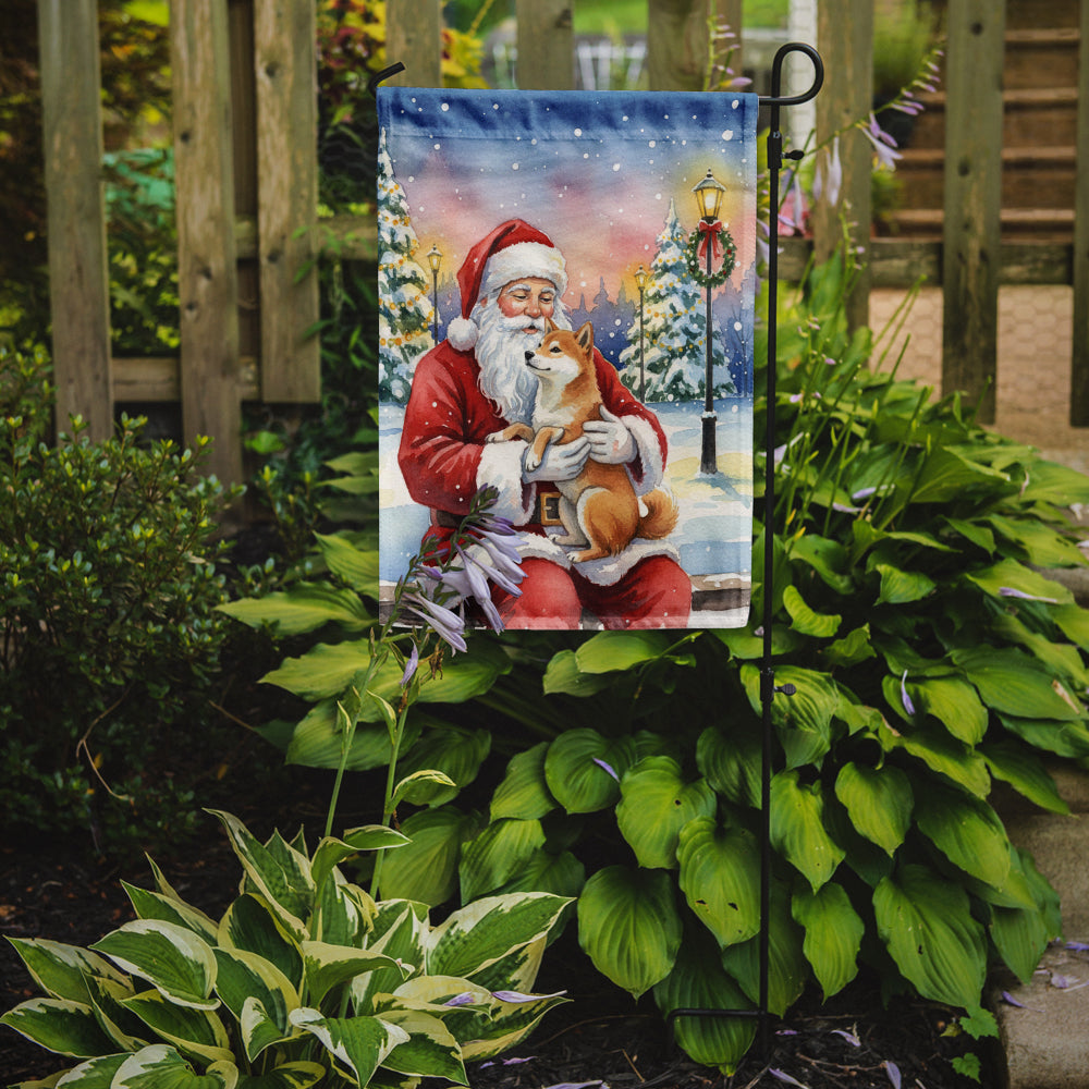 Shiba Inu with Santa Claus Garden Flag Mailbox Decorative Yard Banner Outside Patio Artwork for Flower Beds, Garden Size, Multicolor