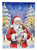 Shih Tzu with Santa Claus Garden Flag Mailbox Decorative Yard Banner Outside Patio Artwork for Flower Beds, Garden Size, Multicolor