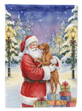 Vizsla with Santa Claus House Flag 28x40 Porch Sleeve Pole Decorative Outside Yard Banner Artwork Wall Hanging, Polyester