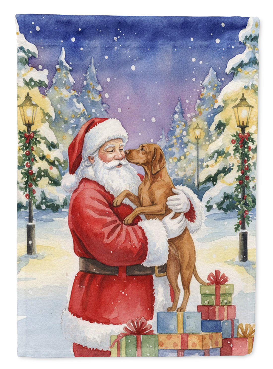 Vizsla with Santa Claus Garden Flag Mailbox Decorative Yard Banner Outside Patio Artwork for Flower Beds, Garden Size, Multicolor