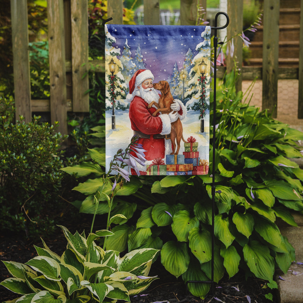Vizsla with Santa Claus Garden Flag Mailbox Decorative Yard Banner Outside Patio Artwork for Flower Beds, Garden Size, Multicolor