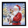 Yorkie with Santa Claus Framed Metal Print Bathroom, Kitchen, Office, Home Decor Wall Art Ready to Hang, Square, 8X8