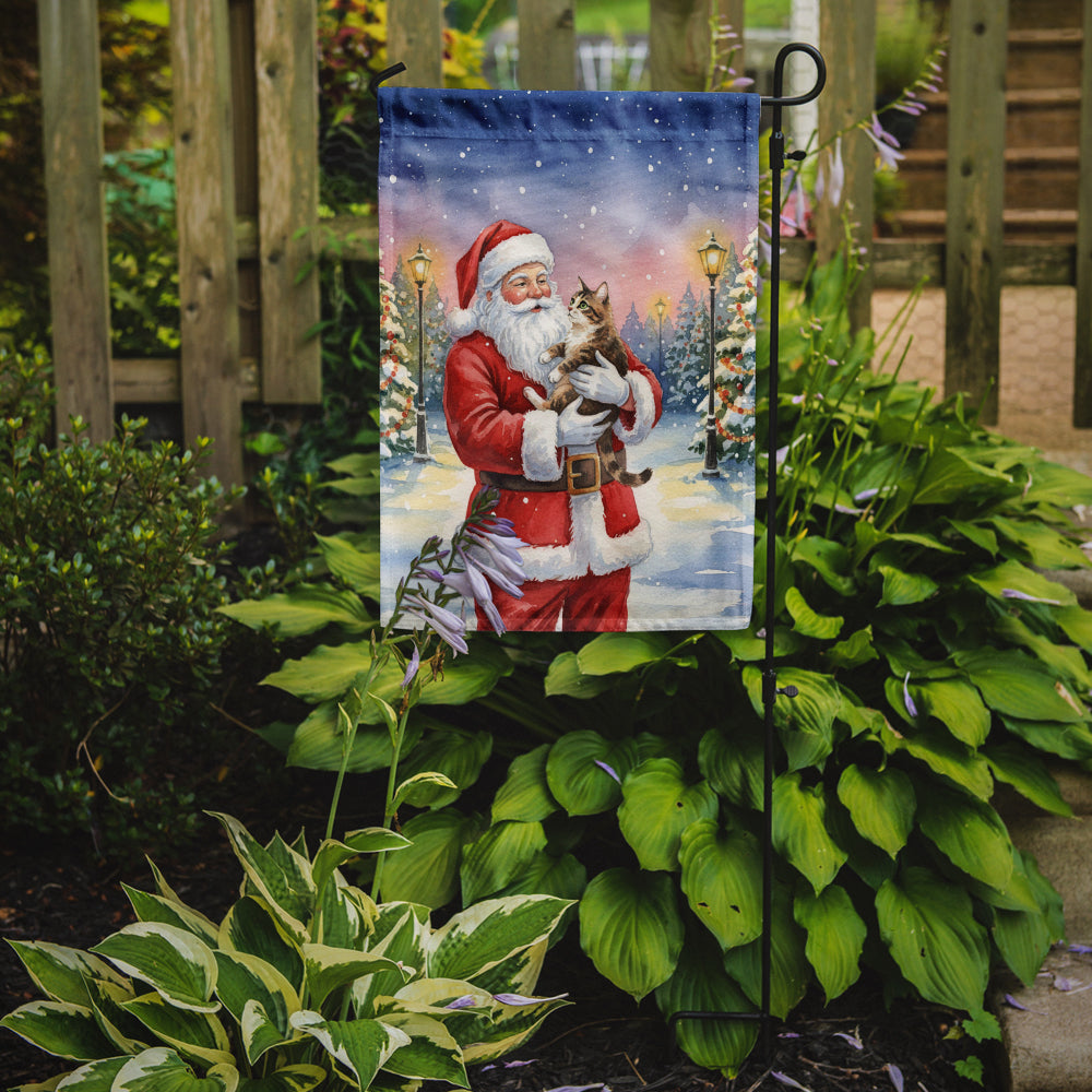 American Bobtail Cat with Santa Claus Garden Flag Mailbox Decorative Yard Banner Outside Patio Artwork for Flower Beds, Garden Size, Multicolor