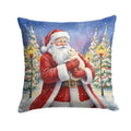 American Curl Cat with Santa Claus Decorative Throw Pillow 14x14 Indoor Outdoor Accent Cushion, Fabric Cover with Insert for Sofa, Bed, Porch & Living Room