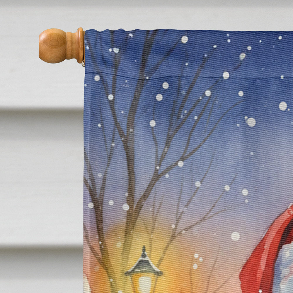 American Shorthair Cat with Santa Claus House Flag 28x40 Porch Sleeve Pole Decorative Outside Yard Banner Artwork Wall Hanging, Polyester