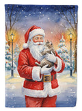American Shorthair Cat with Santa Claus Garden Flag Mailbox Decorative Yard Banner Outside Patio Artwork for Flower Beds, Garden Size, Multicolor