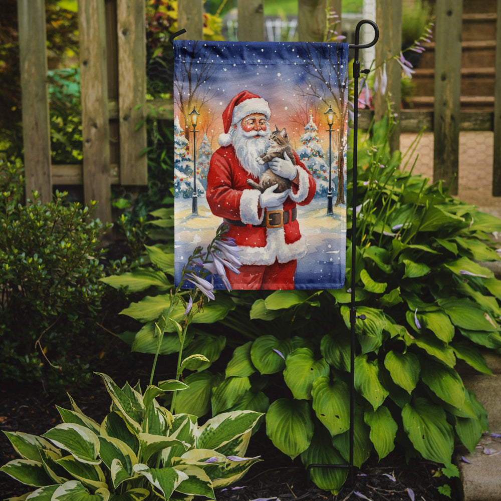 American Shorthair Cat with Santa Claus Garden Flag Mailbox Decorative Yard Banner Outside Patio Artwork for Flower Beds, Garden Size, Multicolor