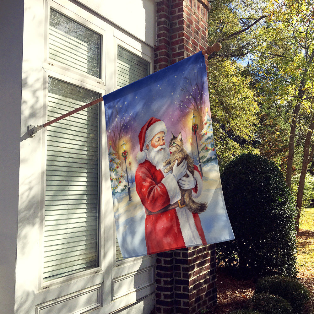 American Wirehair Cat with Santa Claus House Flag 28x40 Porch Sleeve Pole Decorative Outside Yard Banner Artwork Wall Hanging, Polyester