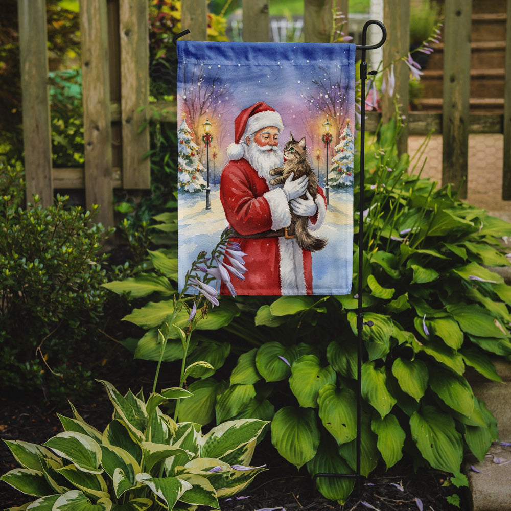 American Wirehair Cat with Santa Claus Garden Flag Mailbox Decorative Yard Banner Outside Patio Artwork for Flower Beds, Garden Size, Multicolor