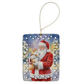 Asian Cat with Santa Claus Porcelain Ornament Christmas Tree Hanging Decorations for Home Christmas Holiday, Rectangle, Gift, Multicolor