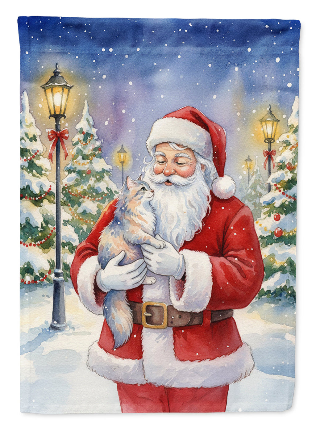 Australian Mist Cat with Santa Claus Garden Flag Mailbox Decorative Yard Banner Outside Patio Artwork for Flower Beds, Garden Size, Multicolor