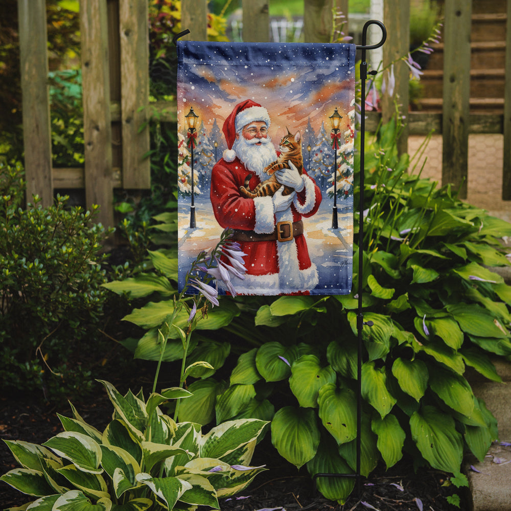 Bengal Cat with Santa Claus Garden Flag Mailbox Decorative Yard Banner Outside Patio Artwork for Flower Beds, Garden Size, Multicolor