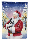 Black & White Tuxedo Cat with Santa Claus Garden Flag Mailbox Decorative Yard Banner Outside Patio Artwork for Flower Beds, Garden Size, Multicolor