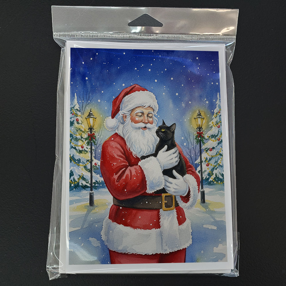 Bombay Cat with Santa Claus Greeting Cards Pack of 8 Blank Cards with Envelopes Whimsical A7 Size 5x7