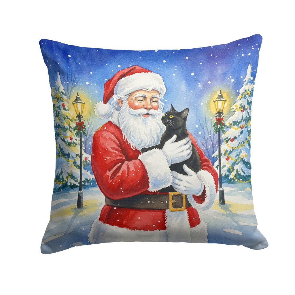 Bombay Cat with Santa Claus Decorative Throw Pillow 18x18 Indoor Outdoor Accent Cushion, Fabric Cover with Insert for Sofa, Bed, Porch & Living Room