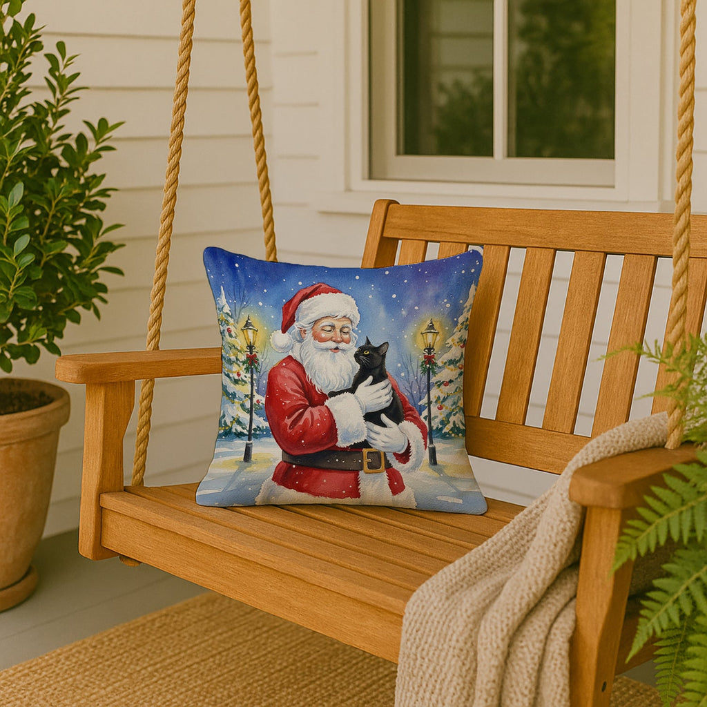 Bombay Cat with Santa Claus Decorative Throw Pillow 18x18 Indoor Outdoor Accent Cushion, Fabric Cover with Insert for Sofa, Bed, Porch & Living Room