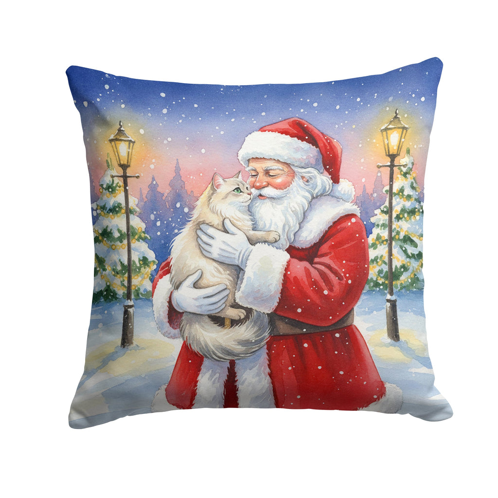 Burmilla Cat with Santa Claus Decorative Throw Pillow 18x18 Indoor Outdoor Accent Cushion, Fabric Cover with Insert for Sofa, Bed, Porch & Living Room