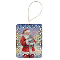 Chartreux Cat with Santa Claus Porcelain Ornament Christmas Tree Hanging Decorations for Home Christmas Holiday, Rectangle, Gift, Multicolor