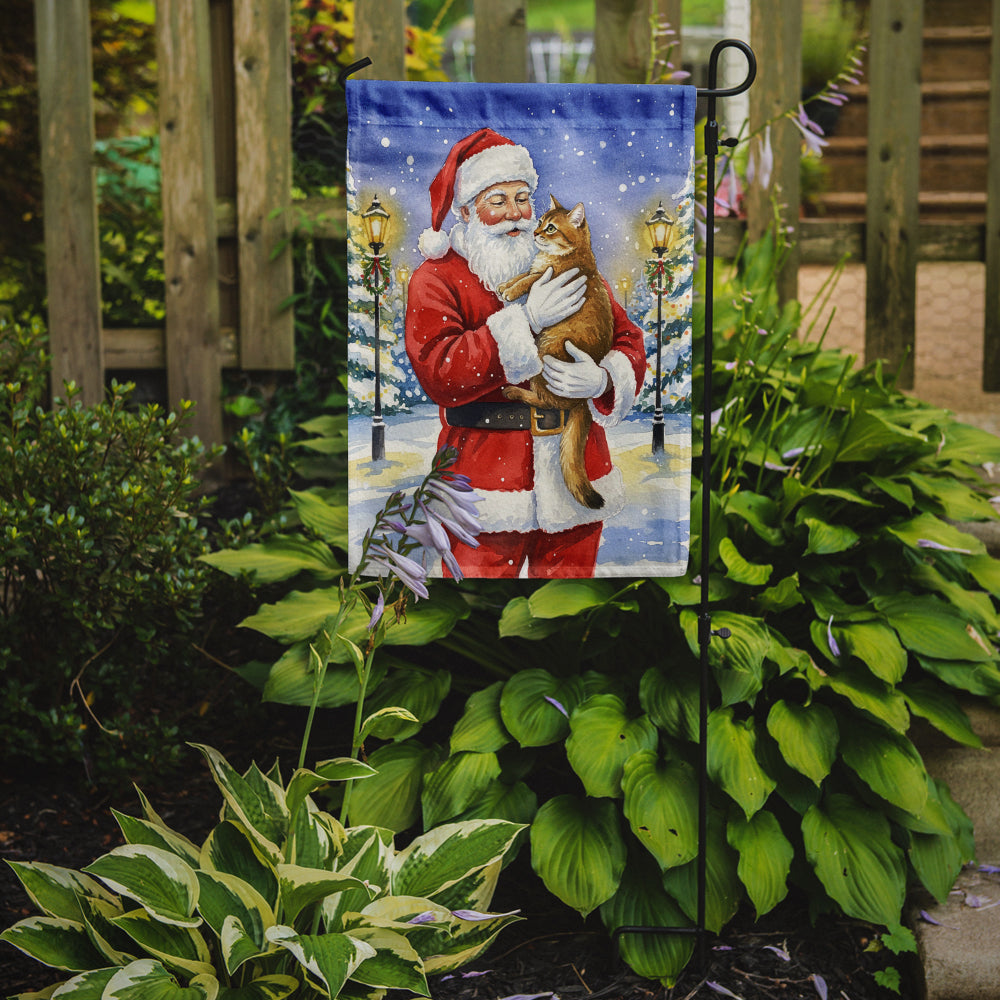 Chausie Cat with Santa Claus Garden Flag Mailbox Decorative Yard Banner Outside Patio Artwork for Flower Beds, Garden Size, Multicolor