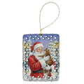 Classic Tabby Brown Cat with Santa Claus Porcelain Ornament Christmas Tree Hanging Decorations for Home Christmas Holiday, Rectangle, Gift, Multicolor
