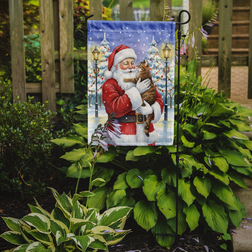 Classic Tabby Brown Cat with Santa Claus Garden Flag Mailbox Decorative Yard Banner Outside Patio Artwork for Flower Beds, Garden Size, Multicolor