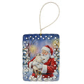 Cream Point Cat with Santa Claus Porcelain Ornament Christmas Tree Hanging Decorations for Home Christmas Holiday, Rectangle, Gift, Multicolor