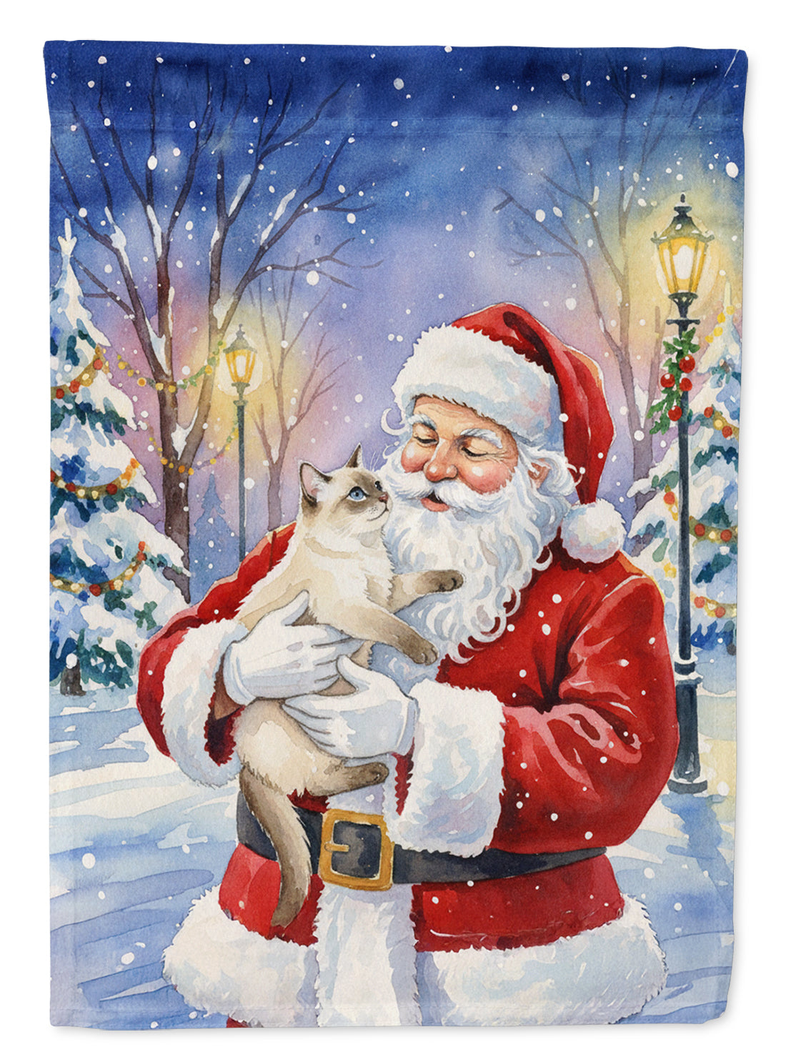 Cream Point Cat with Santa Claus Garden Flag Mailbox Decorative Yard Banner Outside Patio Artwork for Flower Beds, Garden Size, Multicolor