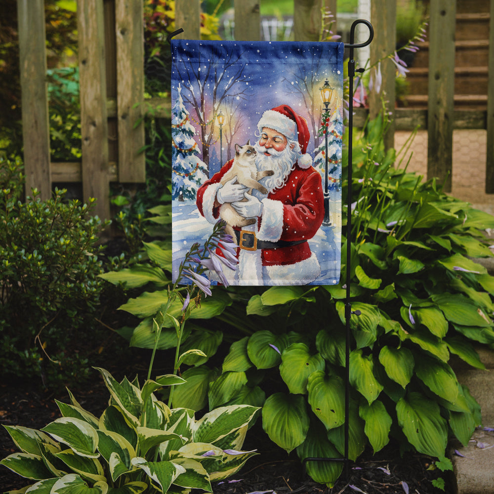 Cream Point Cat with Santa Claus Garden Flag Mailbox Decorative Yard Banner Outside Patio Artwork for Flower Beds, Garden Size, Multicolor