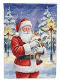 Cymric Cat with Santa Claus Garden Flag Mailbox Decorative Yard Banner Outside Patio Artwork for Flower Beds, Garden Size, Multicolor