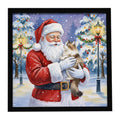 Cymric Cat with Santa Claus Framed Metal Print Bathroom, Kitchen, Office, Home Decor Wall Art Ready to Hang, Square, 8X8