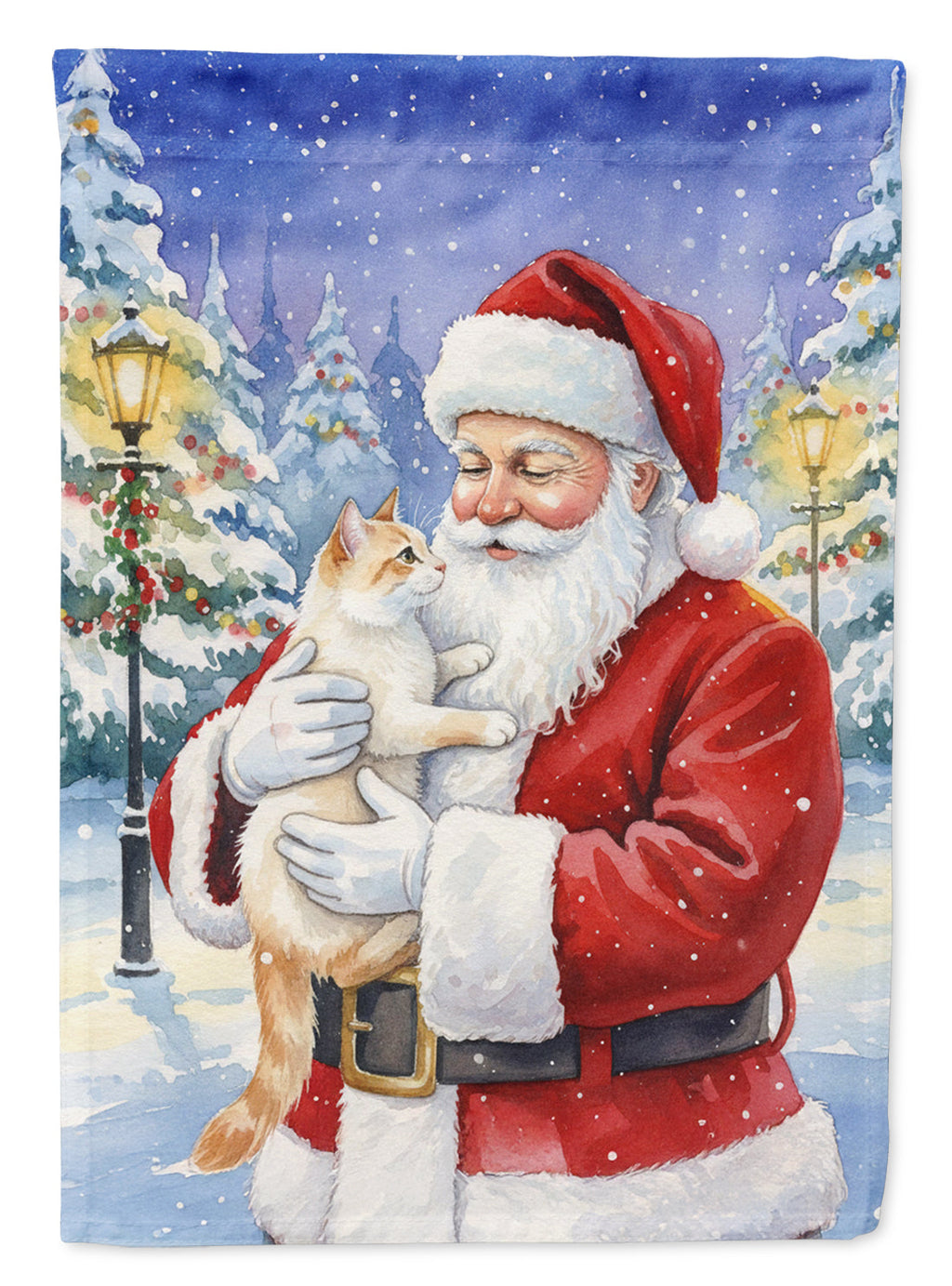 Flame Point Cat with Santa Claus Garden Flag Mailbox Decorative Yard Banner Outside Patio Artwork for Flower Beds, Garden Size, Multicolor