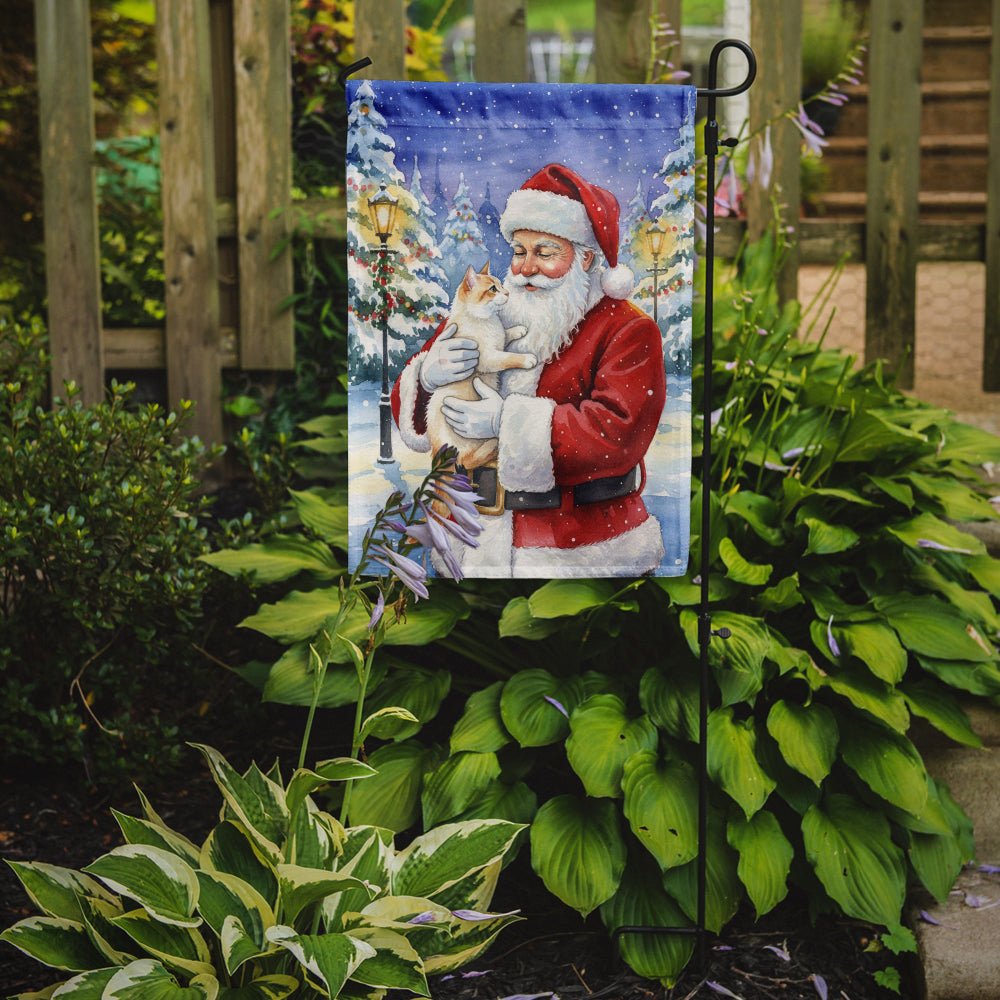 Flame Point Cat with Santa Claus Garden Flag Mailbox Decorative Yard Banner Outside Patio Artwork for Flower Beds, Garden Size, Multicolor