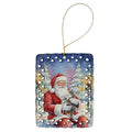 Gray and White Cat with Santa Claus Porcelain Ornament Christmas Tree Hanging Decorations for Home Christmas Holiday, Rectangle, Gift, Multicolor