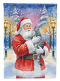 Gray Mackerel Tabby Cat with Santa Claus Garden Flag Mailbox Decorative Yard Banner Outside Patio Artwork for Flower Beds, Garden Size, Multicolor