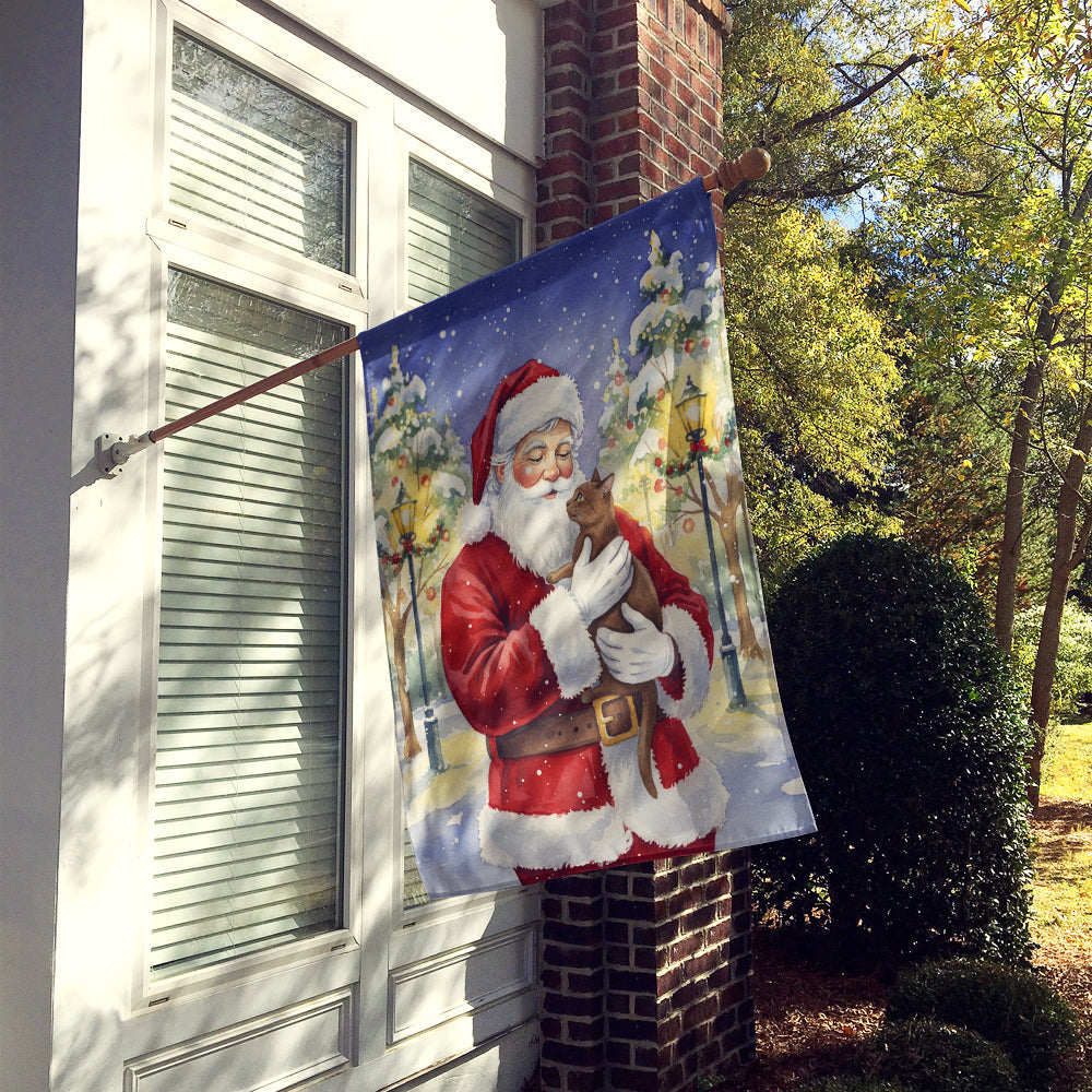 Havana Cat with Santa Claus House Flag 28x40 Porch Sleeve Pole Decorative Outside Yard Banner Artwork Wall Hanging, Polyester