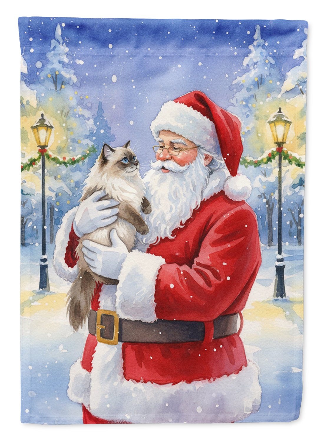 Himalayan Cat with Santa Claus Garden Flag Mailbox Decorative Yard Banner Outside Patio Artwork for Flower Beds, Garden Size, Multicolor