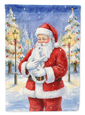 Khao Manee Cat with Santa Claus House Flag 28x40 Porch Sleeve Pole Decorative Outside Yard Banner Artwork Wall Hanging, Polyester