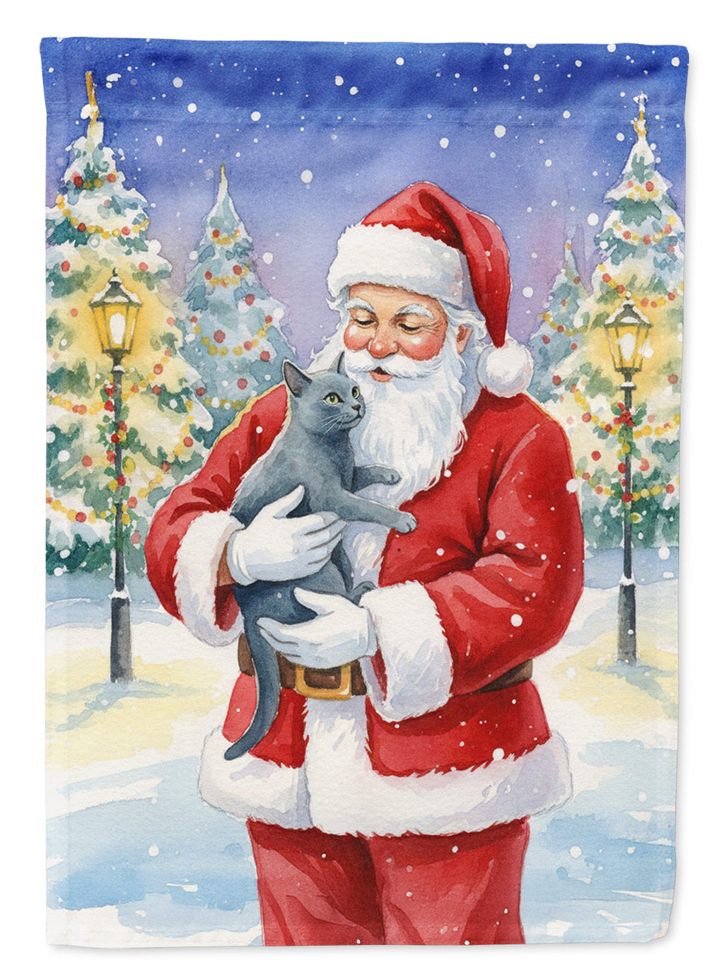 Korat Cat with Santa Claus Garden Flag Mailbox Decorative Yard Banner Outside Patio Artwork for Flower Beds, Garden Size, Multicolor