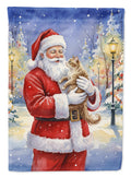 LaPerm Cat with Santa Claus Garden Flag Mailbox Decorative Yard Banner Outside Patio Artwork for Flower Beds, Garden Size, Multicolor