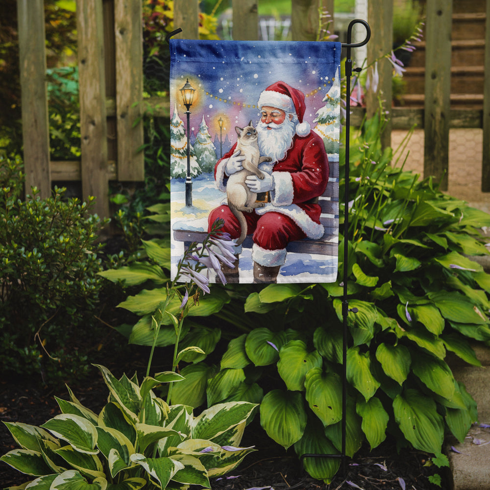 Lilac Point Cat with Santa Claus Garden Flag Mailbox Decorative Yard Banner Outside Patio Artwork for Flower Beds, Garden Size, Multicolor