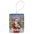 Lykoi Cat with Santa Claus Porcelain Ornament Christmas Tree Hanging Decorations for Home Christmas Holiday, Rectangle, Gift, Multicolor