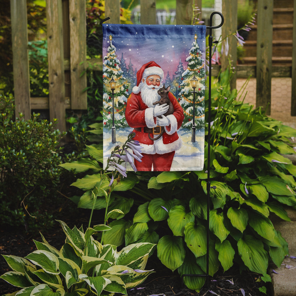 Lykoi Cat with Santa Claus Garden Flag Mailbox Decorative Yard Banner Outside Patio Artwork for Flower Beds, Garden Size, Multicolor